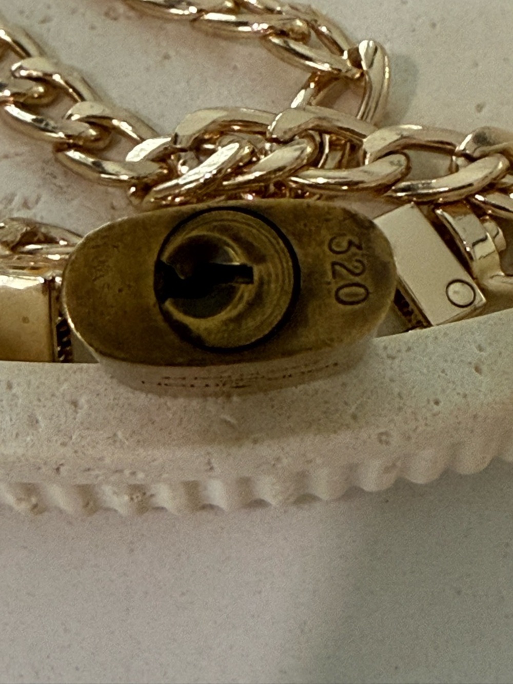 Authentic Louis Vuitton Gold Padlock Necklace (#320) with Non Branded Chain 16” - Picture 5 of 16